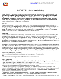 HOCKEY NL: Social Media Policy