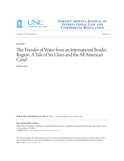 The Transfer of Water from an International Border Region: A Tale of