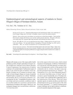 Epidemiological and entomological aspects of malaria in forest