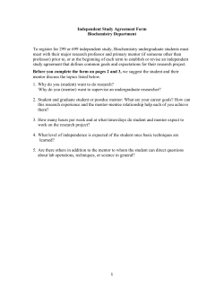 Independent Study Agreement Form Biochemistry Department To
