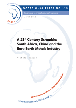 South Africa, China and the Rare Earth Metals