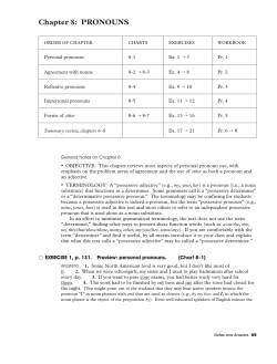 Chapter 8: PRONOUNS