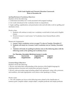 For Thursday, December 8th (from Lesson 6 vocab): copious