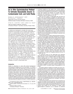 An In Vitro Gastrointestinal Method To Estimate Bioavailable Arsenic