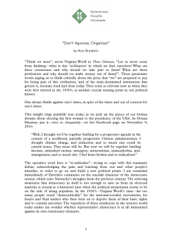 Rosi Braidotti - Don`t Agonise, Organise