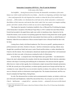 Immaculate Conception &ndash; Pius IX and the Definition