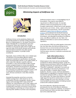 Minimizing Impacts of Antifreeze Use