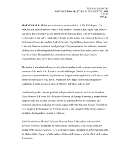 THE KALB REPORT WHY MURROW MATTERS IN THE DIGITAL