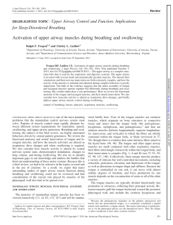Activation of upper airway muscles during breathing and swallowing