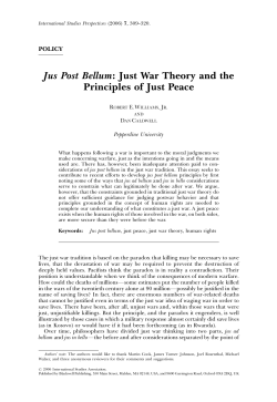 Jus Post Bellum: Just War Theory and the