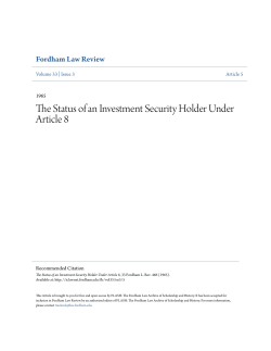 The Status of an Investment Security Holder Under Article 8