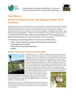 Fact Sheet 6: Alarm or Scare Devices and Hazing to Deter Wolf