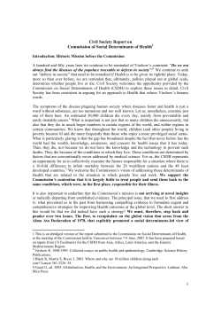 1 Civil Society Report on Commission of Social Determinants of Health