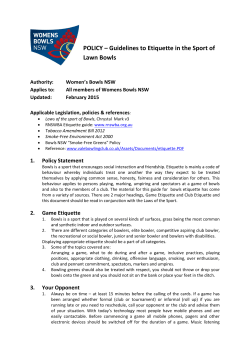 NSW Womens Bowls: Guidelines to Etiquette
