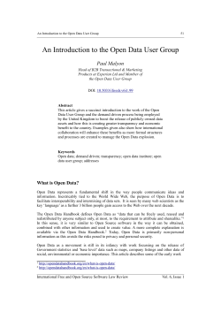 An Introduction to the Open Data User Group
