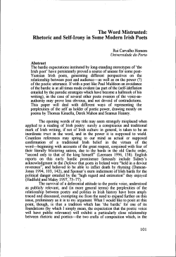 The Word Mistrusted: Rhetoric and Self-Irony in Some