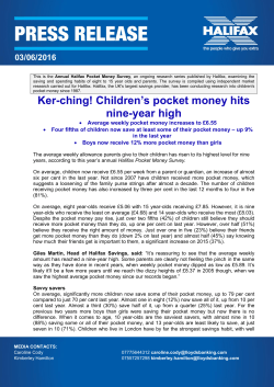 Children`s pocket money hits nine-year high