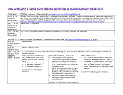 THURSDAY, 17 OCTOBER &ndash; all events in Memorial Hall (http://www