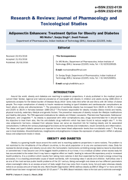 Adiponectin Enhancers: Treatment Option for Obesity and Diabetes