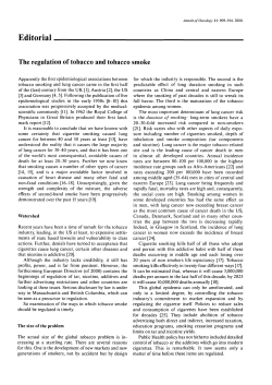 The regulation of tobacco and tobacco smoke
