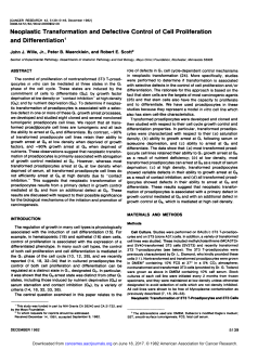 Neoplastic Transformation and Defective Control