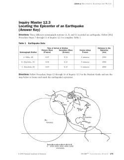 Inquiry Master 12.3 Locating the Epicenter of an Earthquake