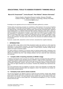 EDUCATIONAL TOOLS TO ASSESS STUDENTS` THINKING SKILLS