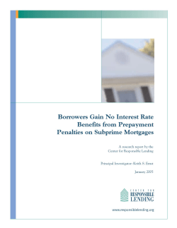 No Interest Rate Benefits from Prepayment Penalties on Subprime