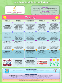 Middle School Lunch Menu