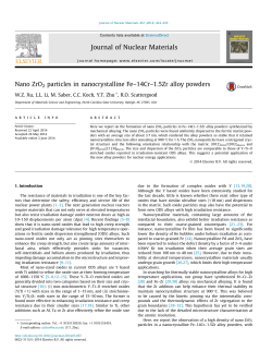 Nano ZrO2 particles in nanocrystalline Fe&acirc;&euro;&ldquo;14Cr&acirc;&euro;&ldquo;1.5Zr alloy