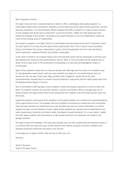 Dear Prospective Families, The Upper School at Fenn is