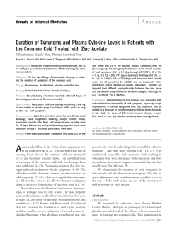 Duration of Symptoms and Plasma Cytokine Levels in Patients with
