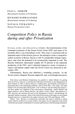 Competition Policy in Russia during and after Privatization