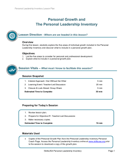 Personal Growth and The Personal Leadership Inventory