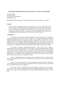 An Estonian morphological analyser and the impact of a corpus on
