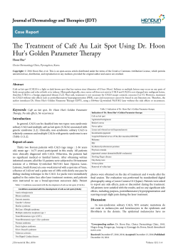 The Treatment of Caf&eacute; Au Lait Spot Using Dr. Hoon Hur`s