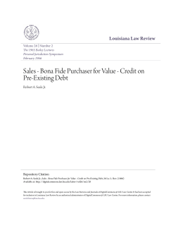 Sales - Bona Fide Purchaser for Value