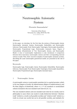 Neutrosophic Axiomatic System, Critical Review, Vol. X, 2015, pp. 5-28
