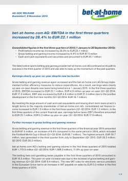 bet-at-home.com AG: EBITDA in the first three quarters increased by