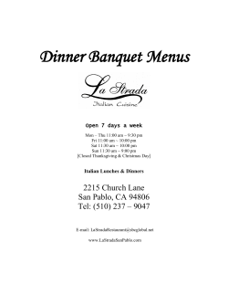 Dinner Banquet Menus - La Strada, San Pablo