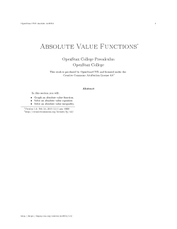Absolute Value Functions
