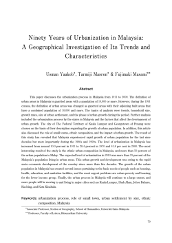Ninety Years of Urbanization in Malaysia