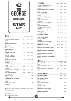 George wine menu - The George