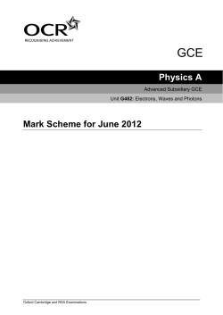 Mark scheme - Unit G482 - Electrons, waves and photons
