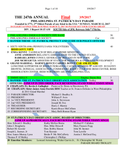 THE 247th ANNUAL - Philadelphia St. Patrick`s Day Parade