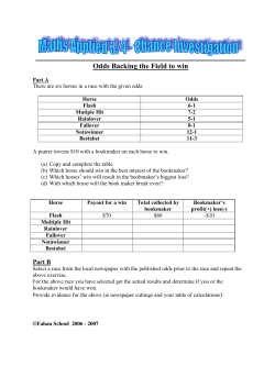 Odds Backing the Field to win