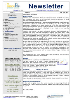 Newsletter - Paringa Park Primary School