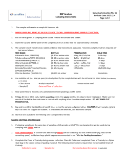 DBP Analysis Water Sampling