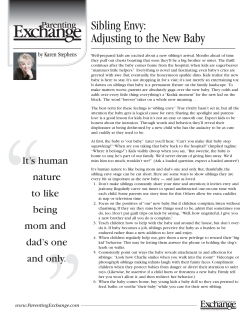 Sibling Envy: Adjusting to the New Baby