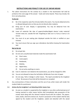 instructions and penalty for use of unfair means